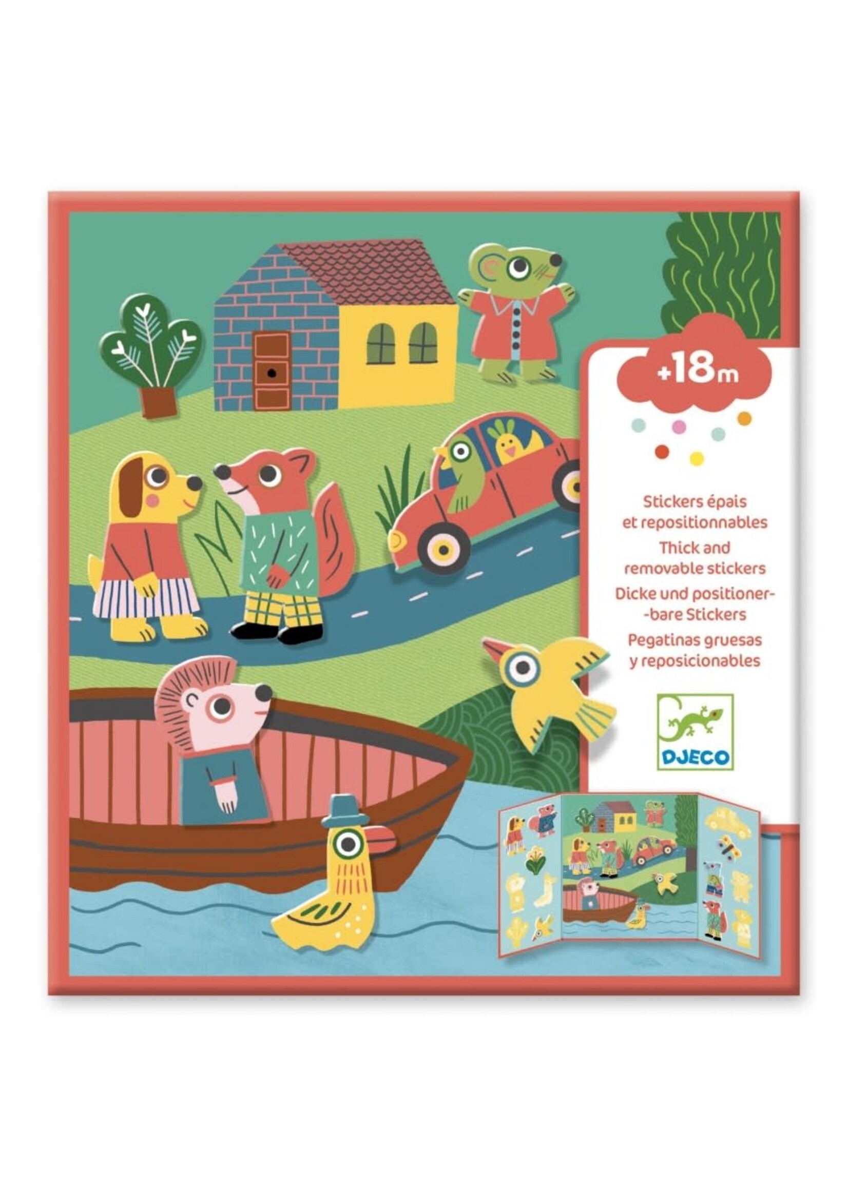 Djeco Herbruikbare stickerset met achtergrond – Dieren