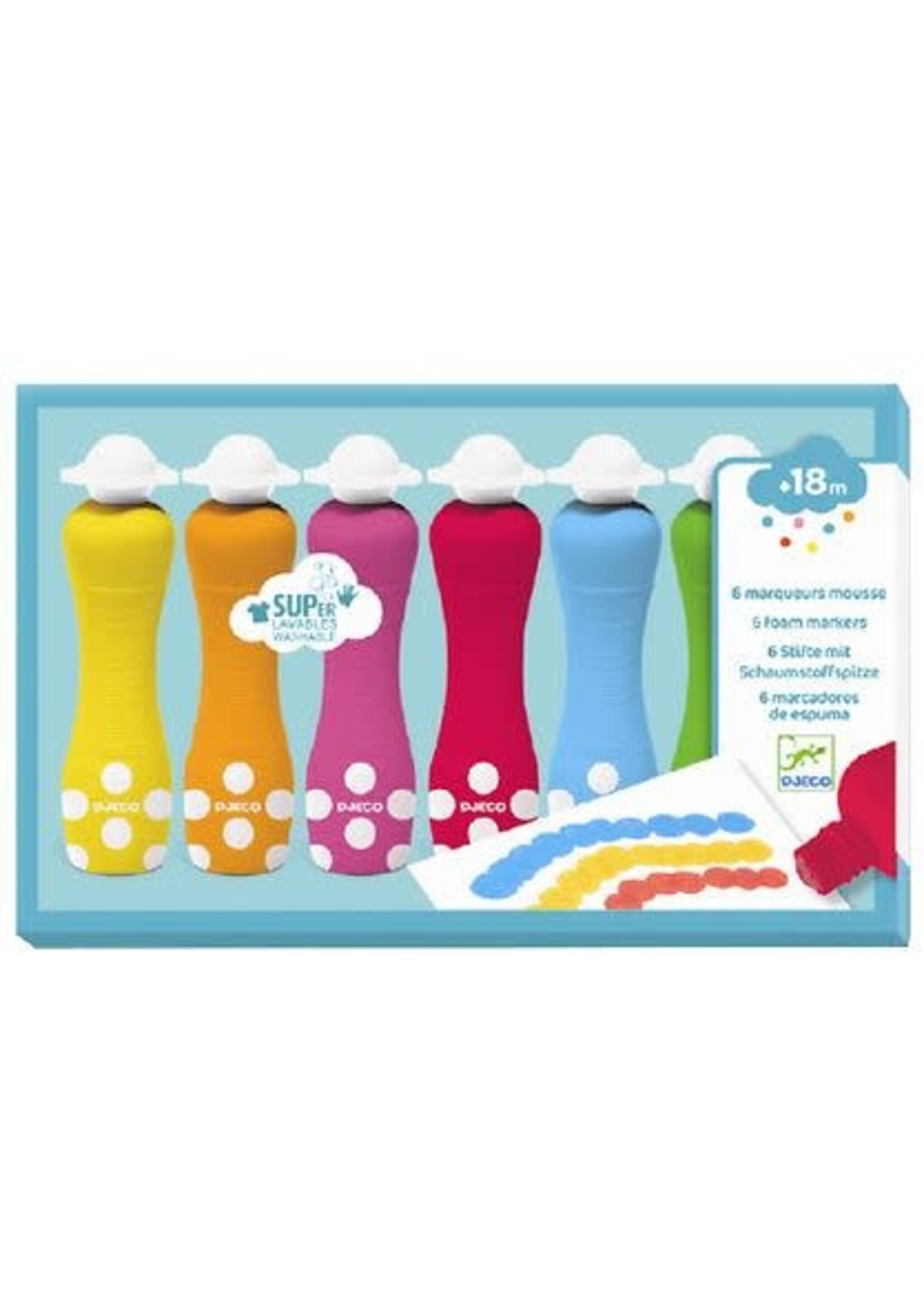 Djeco Schuimstiften - 6 st. - Multicolour