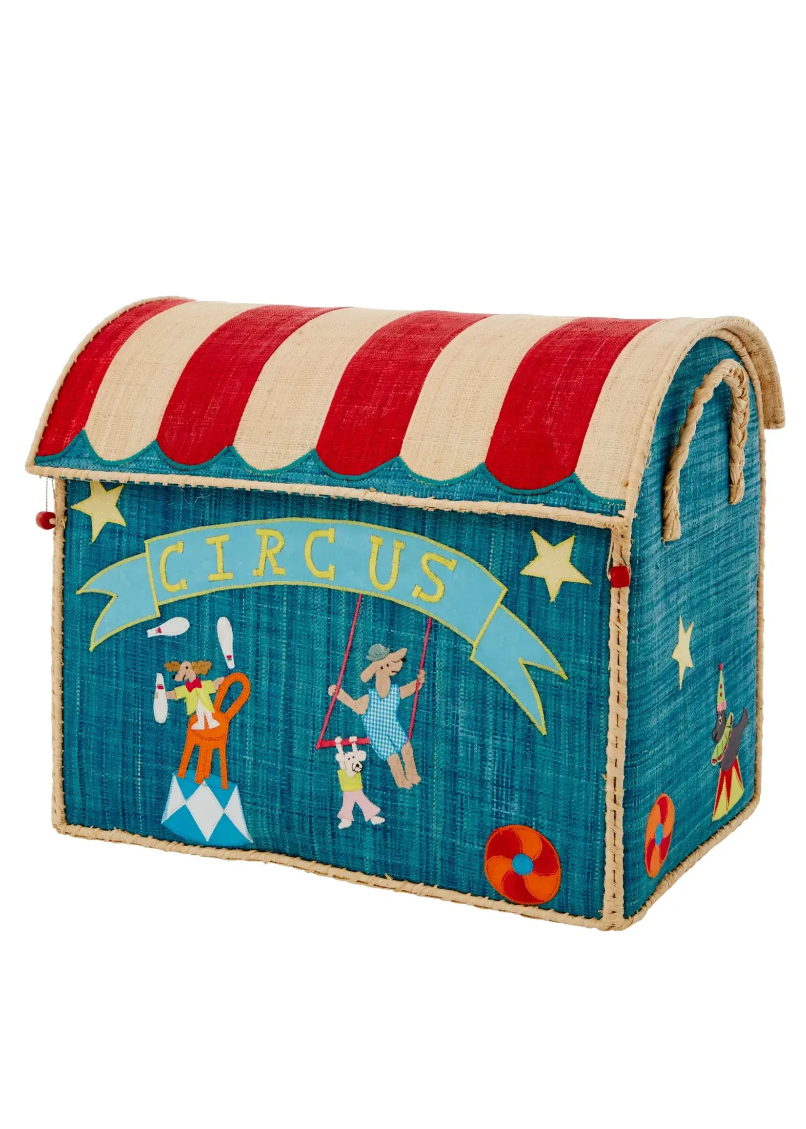 RICE RICE raffia storage box CIRCUS L(50x40x33)