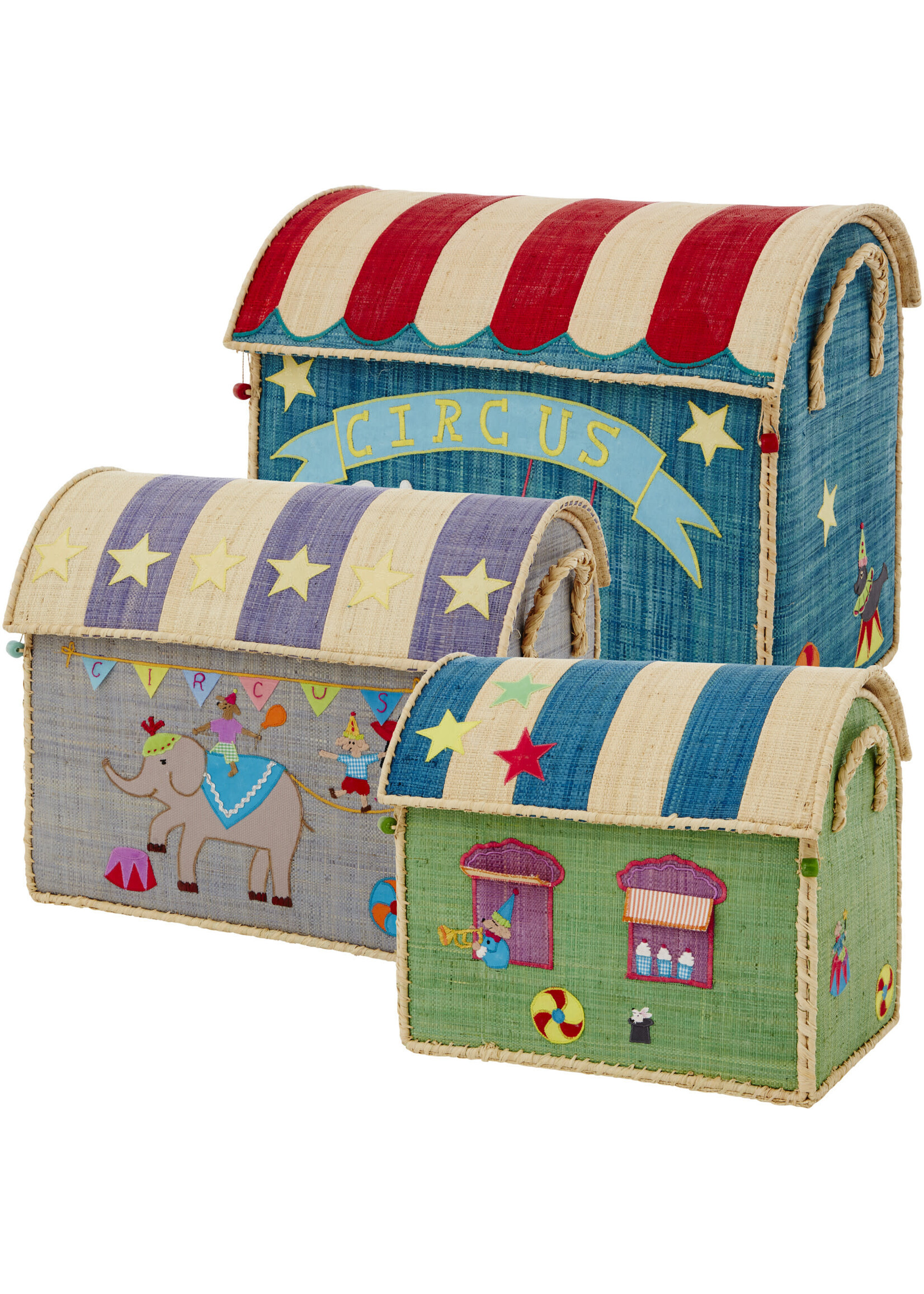 RICE RICE raffia storage box CIRCUS L(50x40x33)