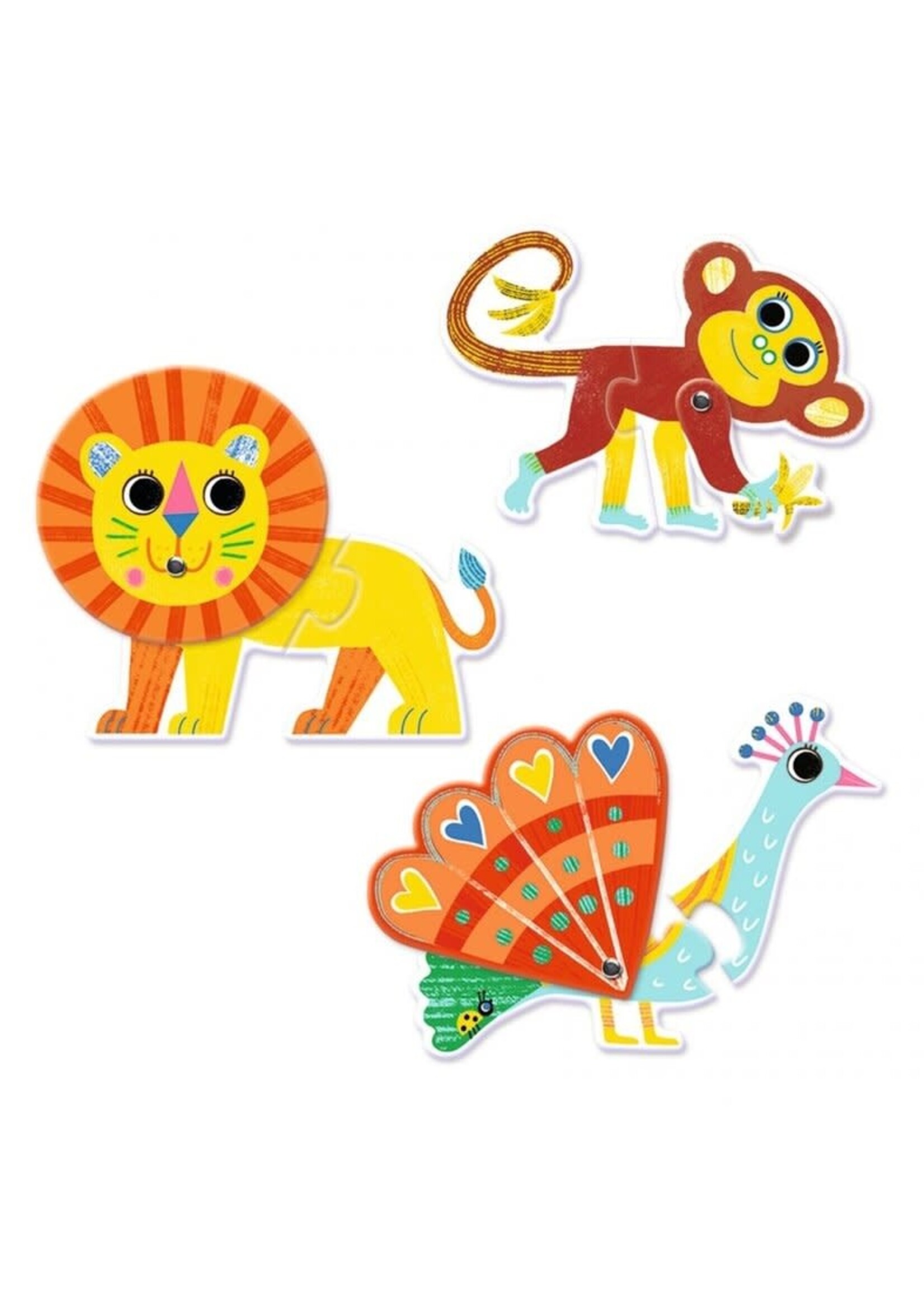 Djeco – Puzzel – Duo wilde dieren – 6×2 stukjes