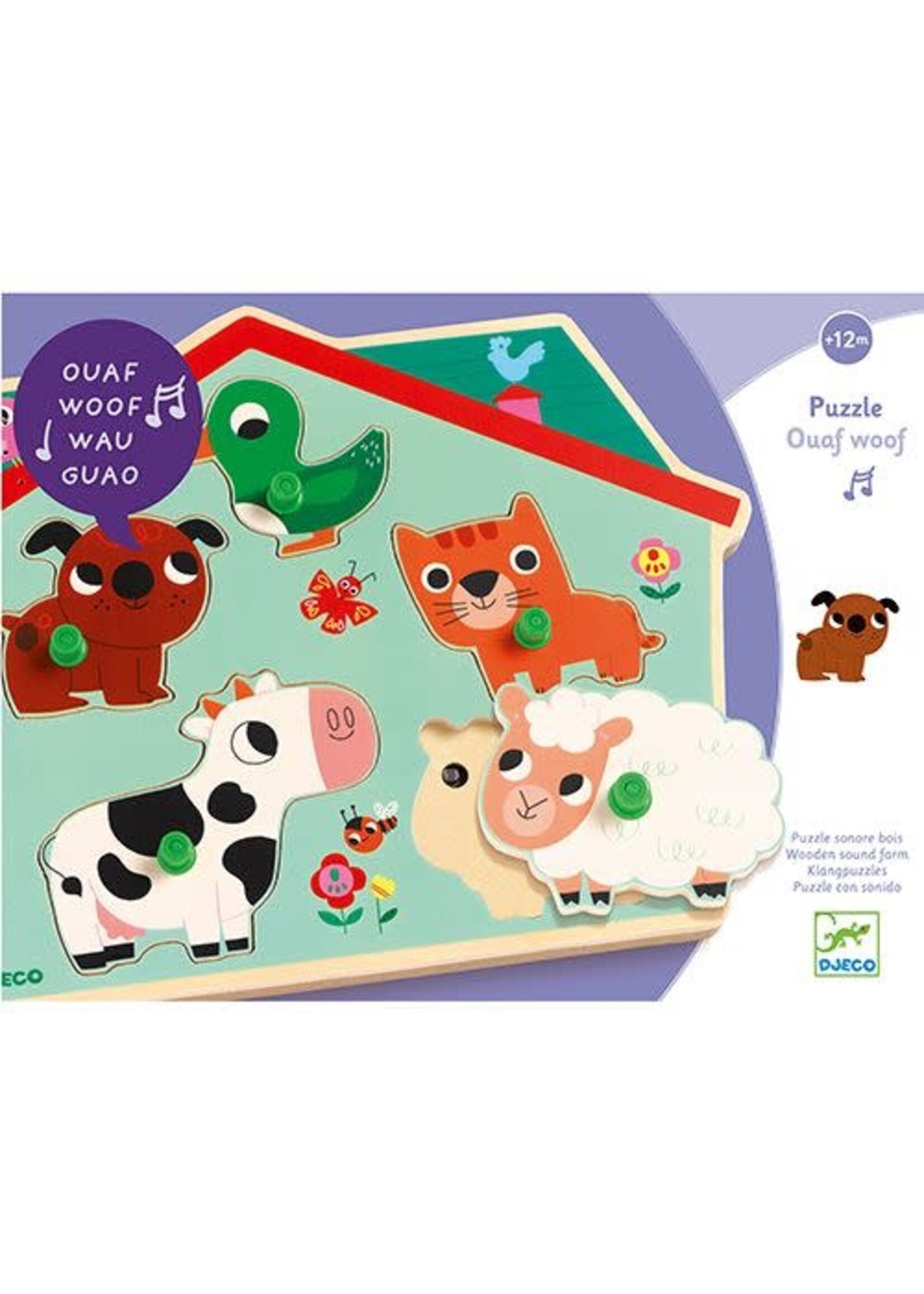 djeco Djeco knoppuzzel met geluid dieren