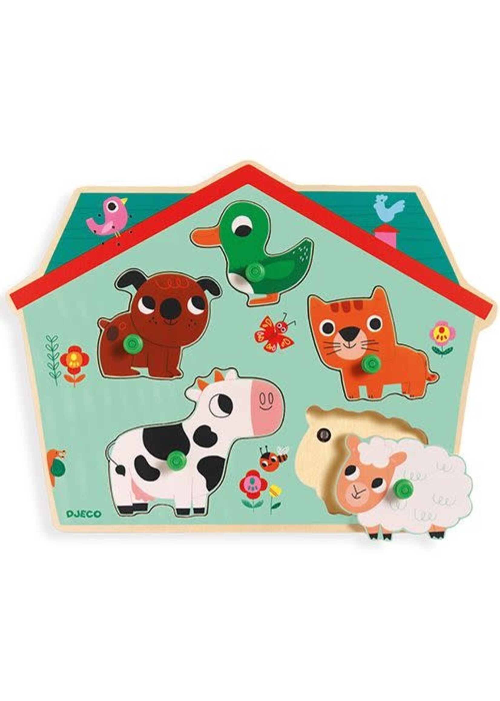 djeco Djeco knoppuzzel met geluid dieren