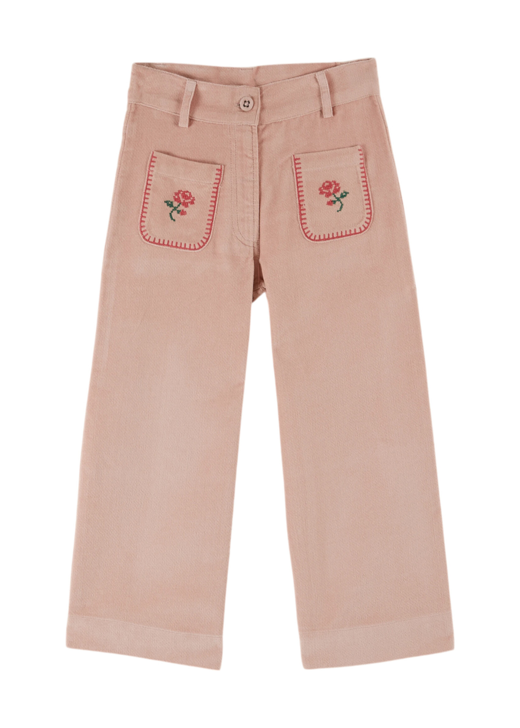 EMILE ET IDA #EMILE&IDA pantalon VELOURS BRODE PEONY