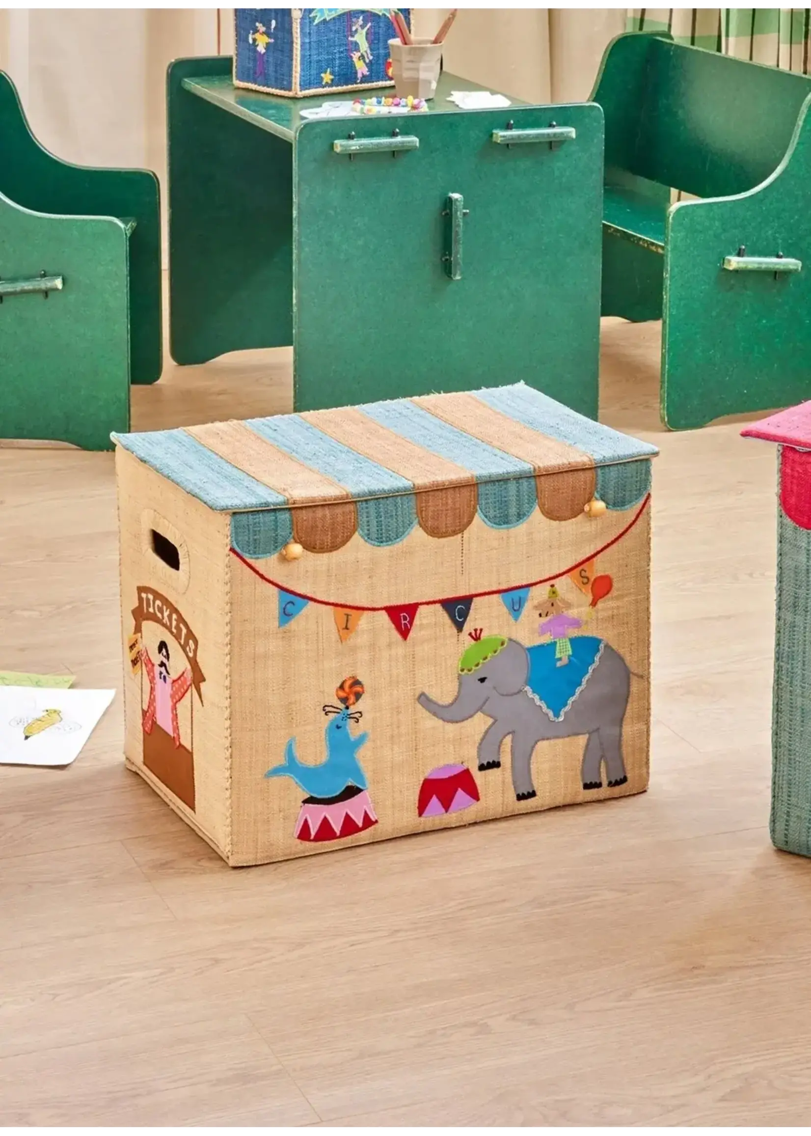 RICE RICE raffia storage box WITH CIRCUS L
