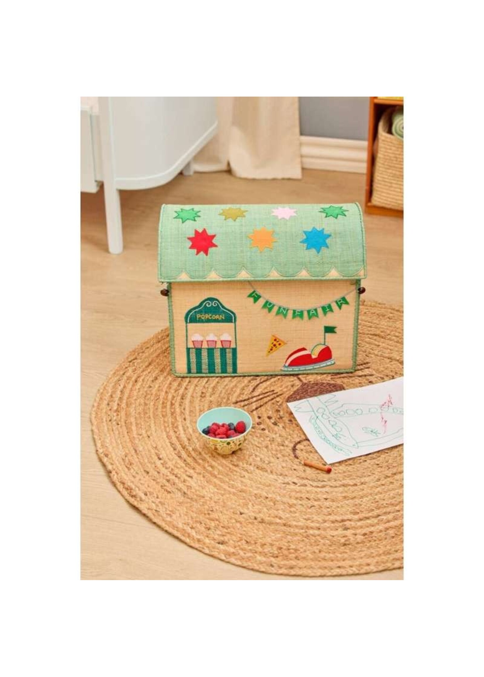 RICE RICE raffia storage box Fun Fair M (45x38x33)