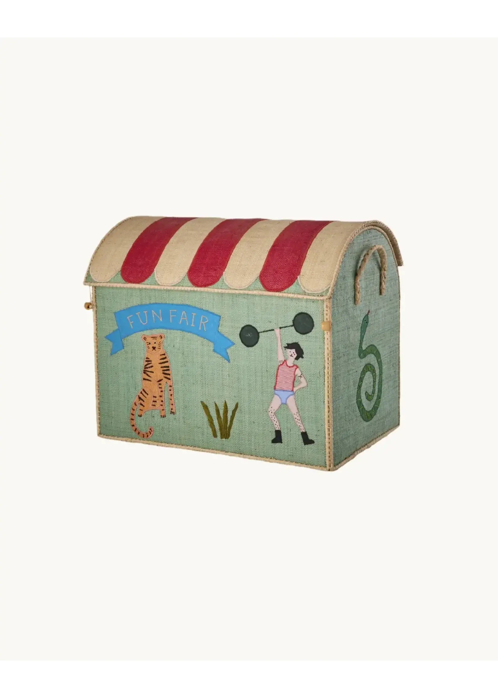 RICE RICE raffia storage box Fun Fair L(50x40x33)