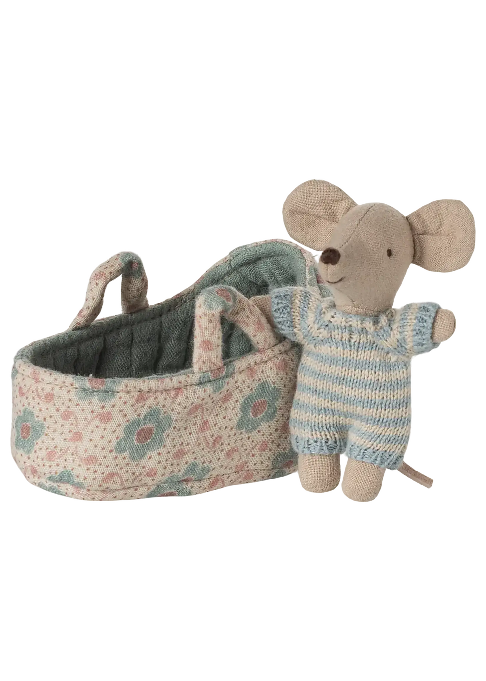 MAILEG MAILEG Baby mouse in CARRY COT blue
