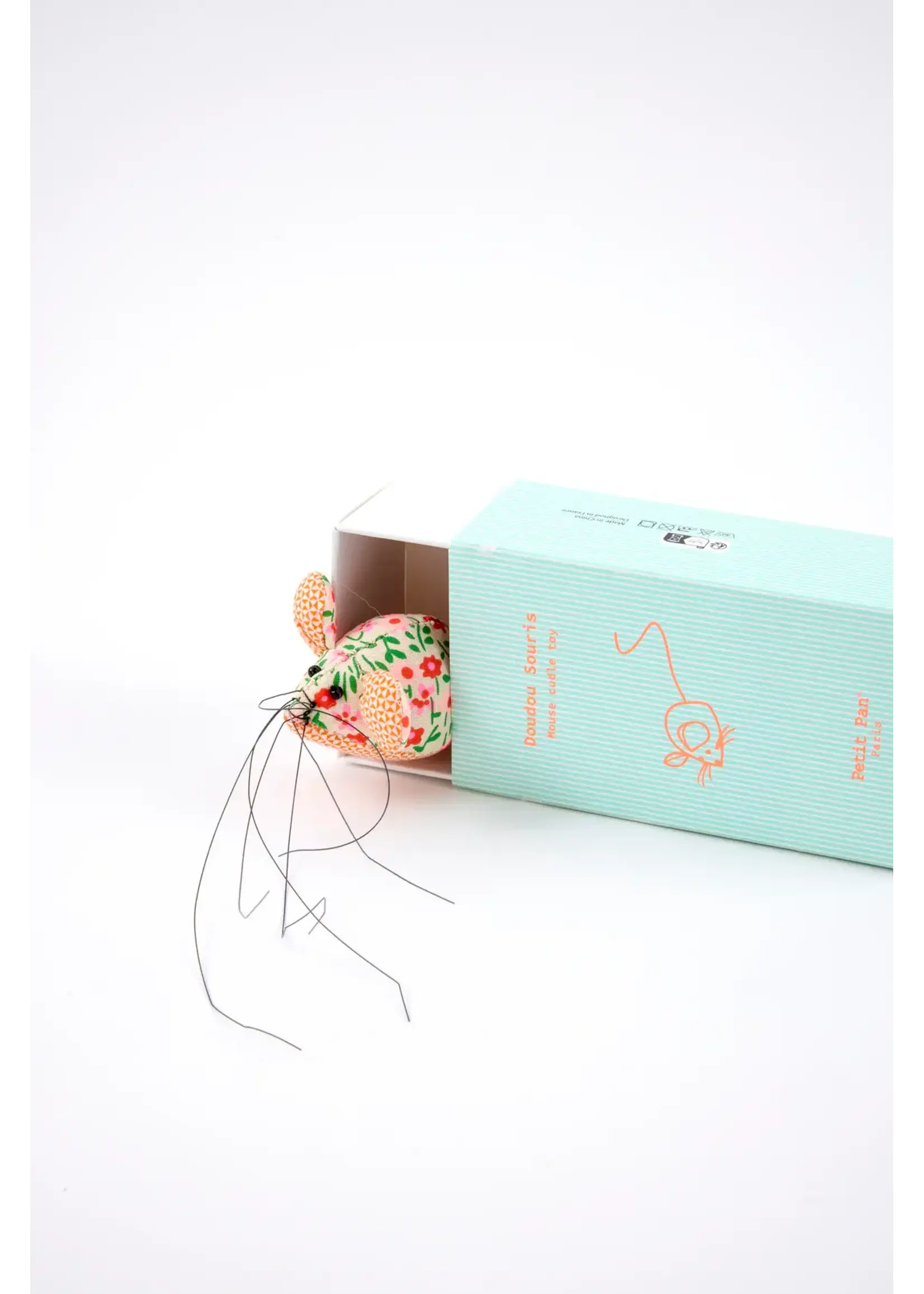 PETIT PAN doudou souris flower power rose