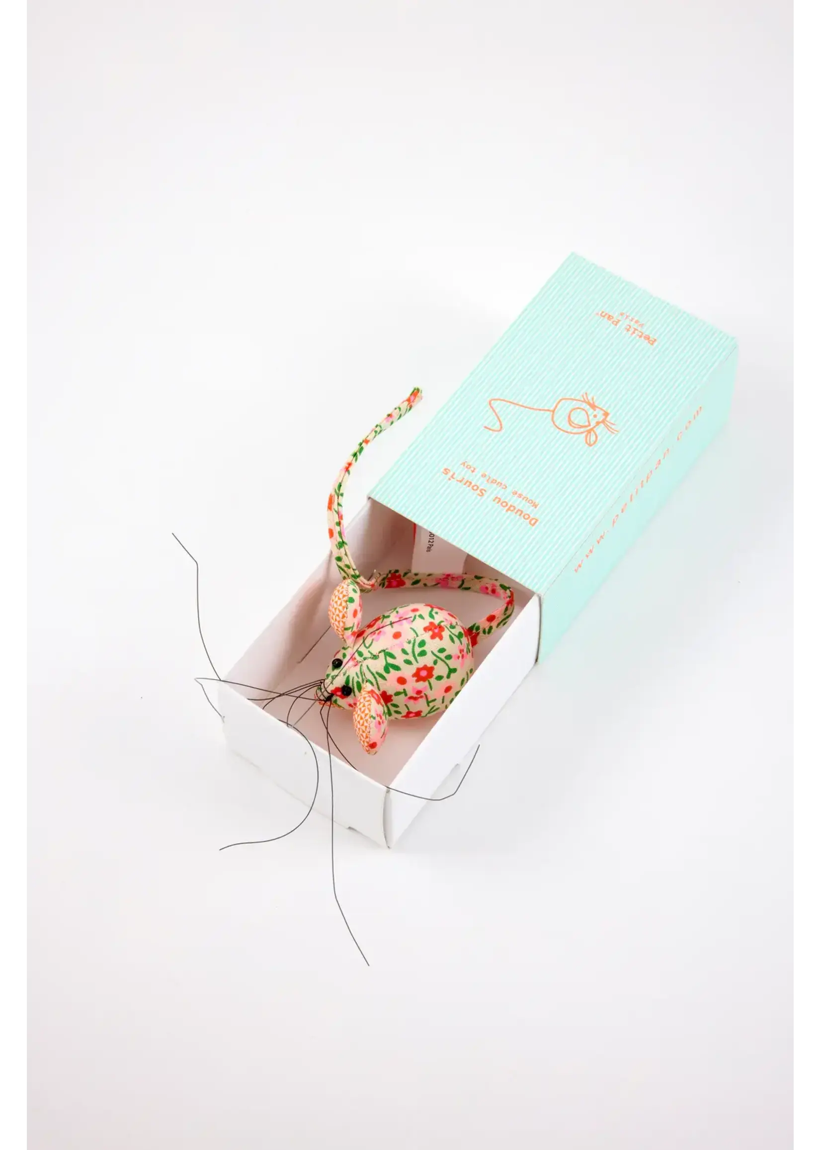 PETIT PAN doudou souris flower power rose