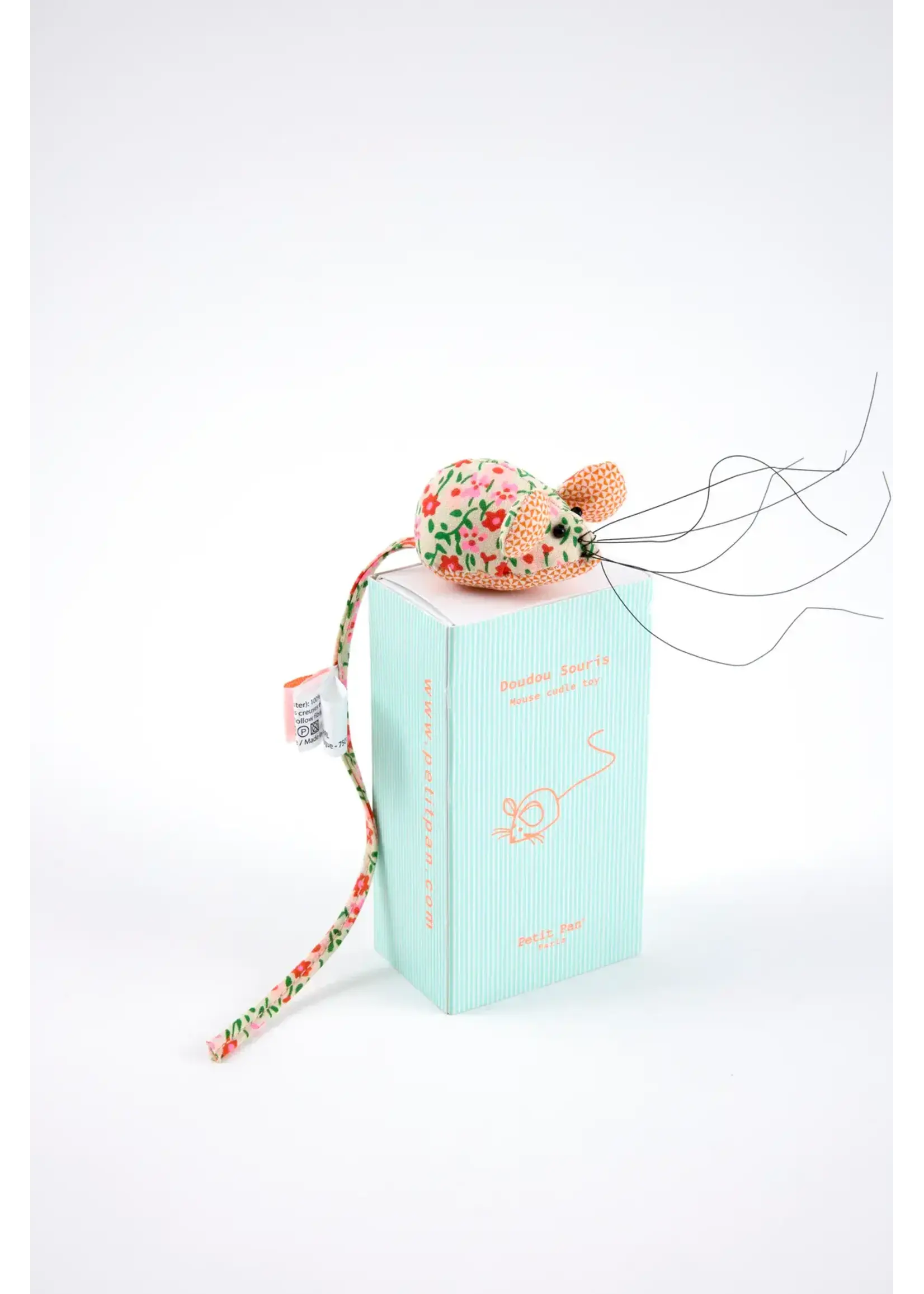 PETIT PAN doudou souris flower power rose