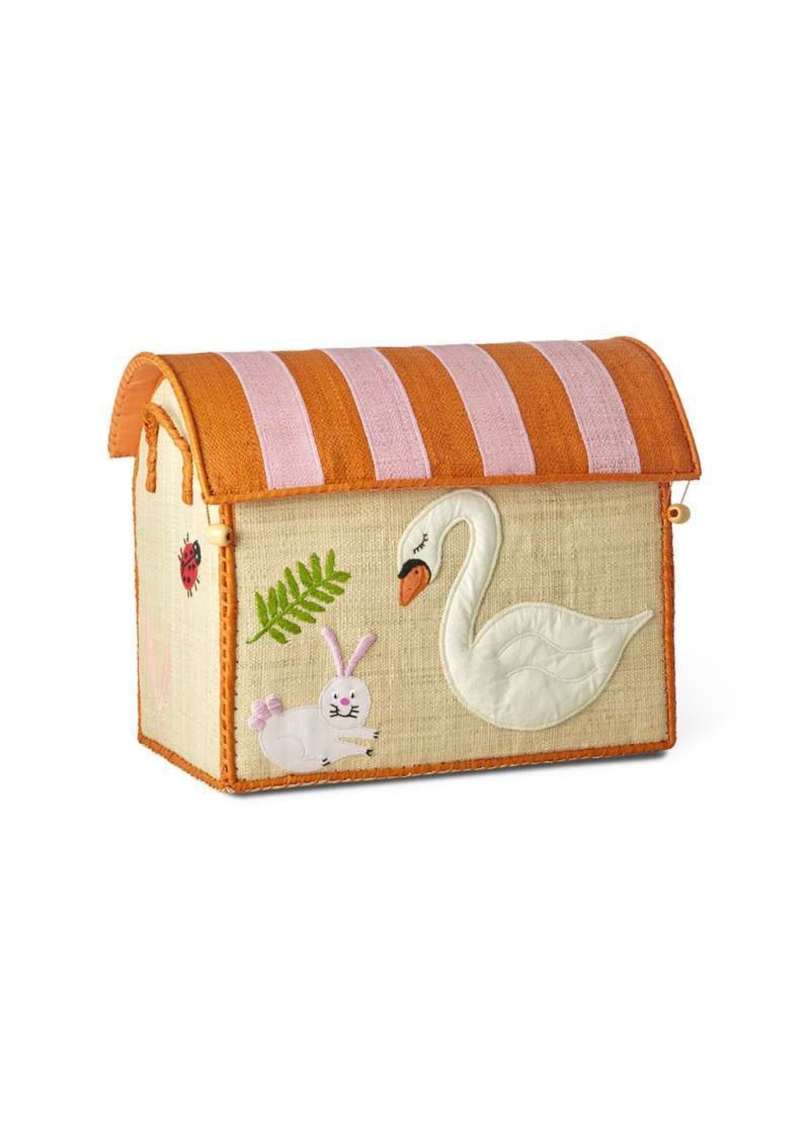 RICE RICE raffia storagebox WILD LIFE ROZE S(33x24x36,5)