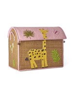 RICE RICE raffia storagebox WILD LIFE ROZE M(45x38x33)