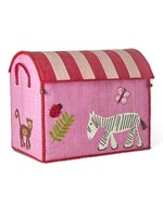 RICE RICE raffia storagebox WILD LIFE ROZE L(50x40x33)