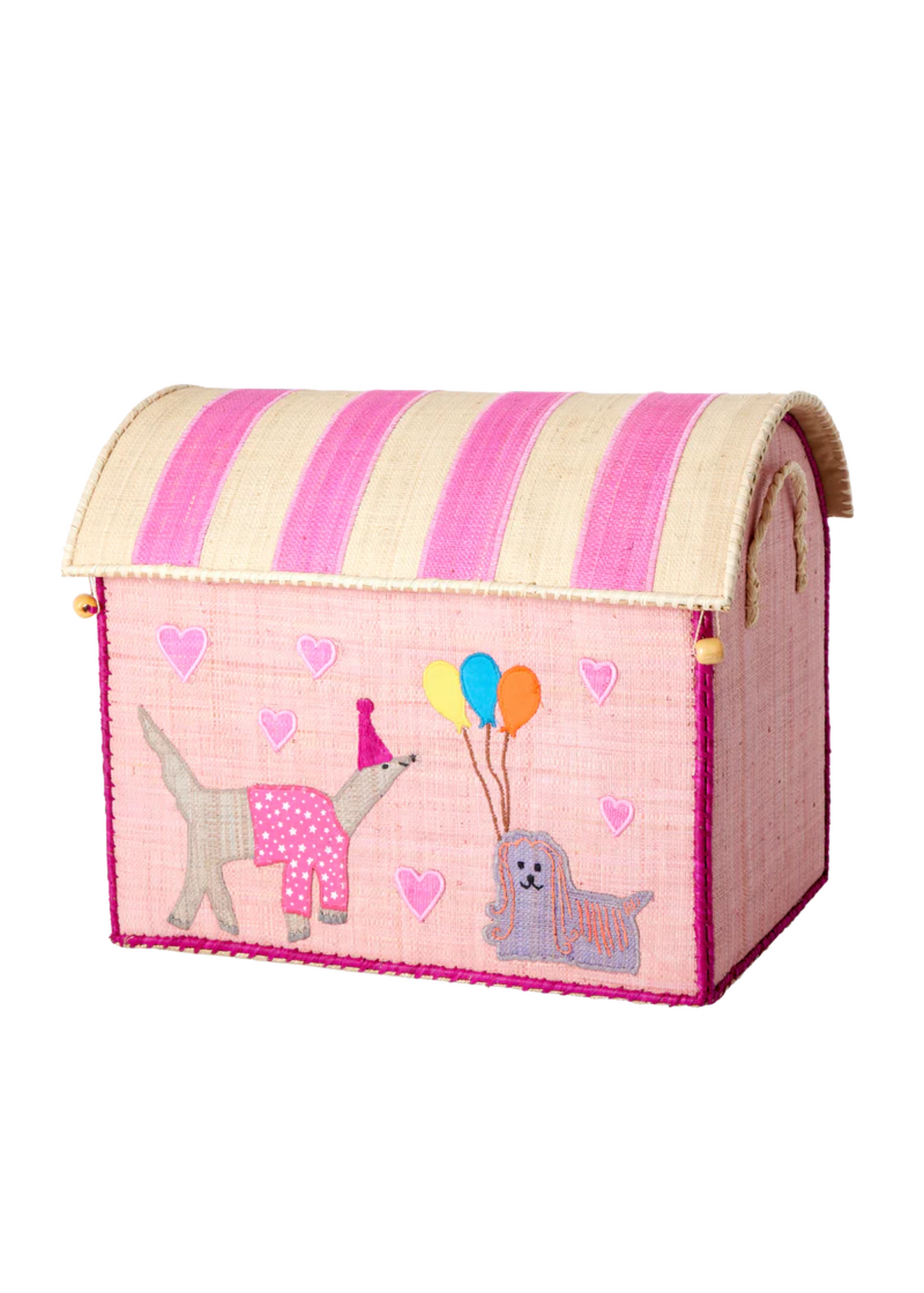 RICE RICE raffia storage box PARTY ANIMAL PINK M (45x38x33)