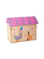 RICE RICE raffia storage box PARTY ANIMAL PINKS(33x24x36,5)
