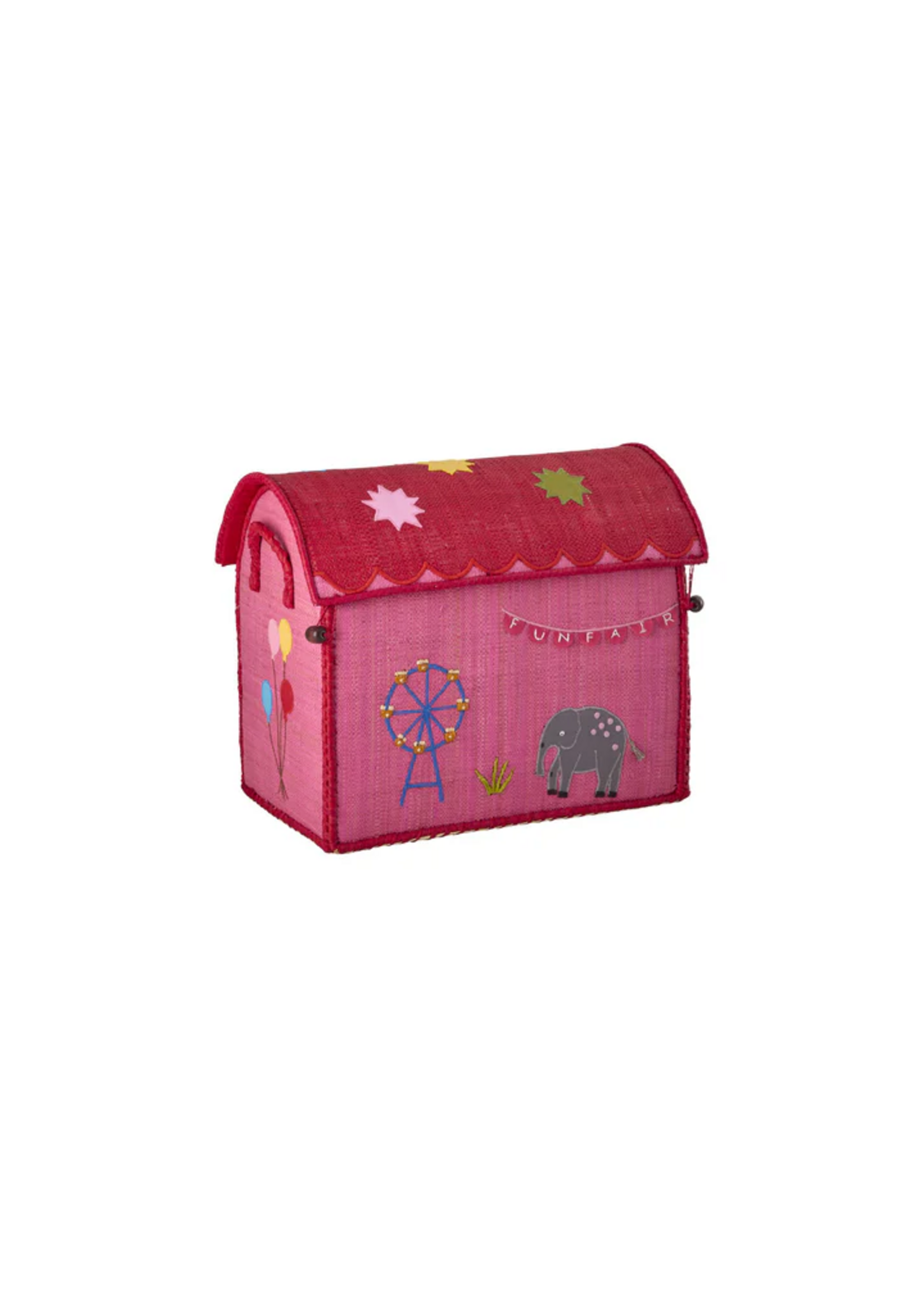 RICE RICE raffia storage box  PINK Fun Fair S(33x24x36,5)