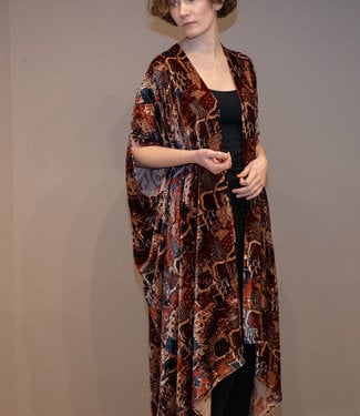 HOWS Silk robe reddish brown velvet