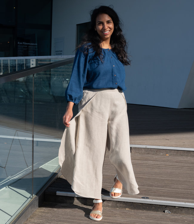 Trousers undyed linen with wrap, very 