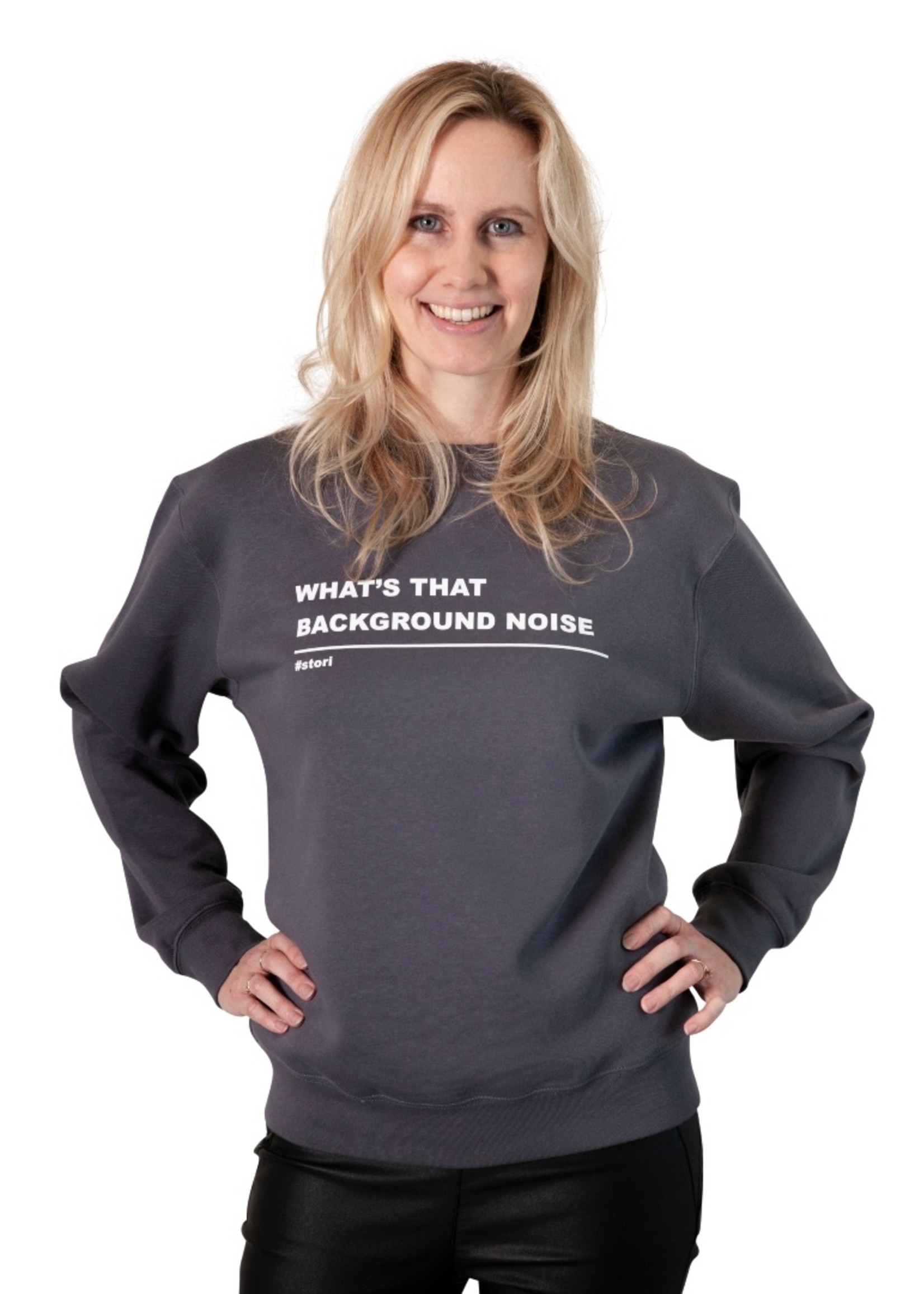 Stori Womens sweater WHAT'S THAT BACKGROUND NOISE