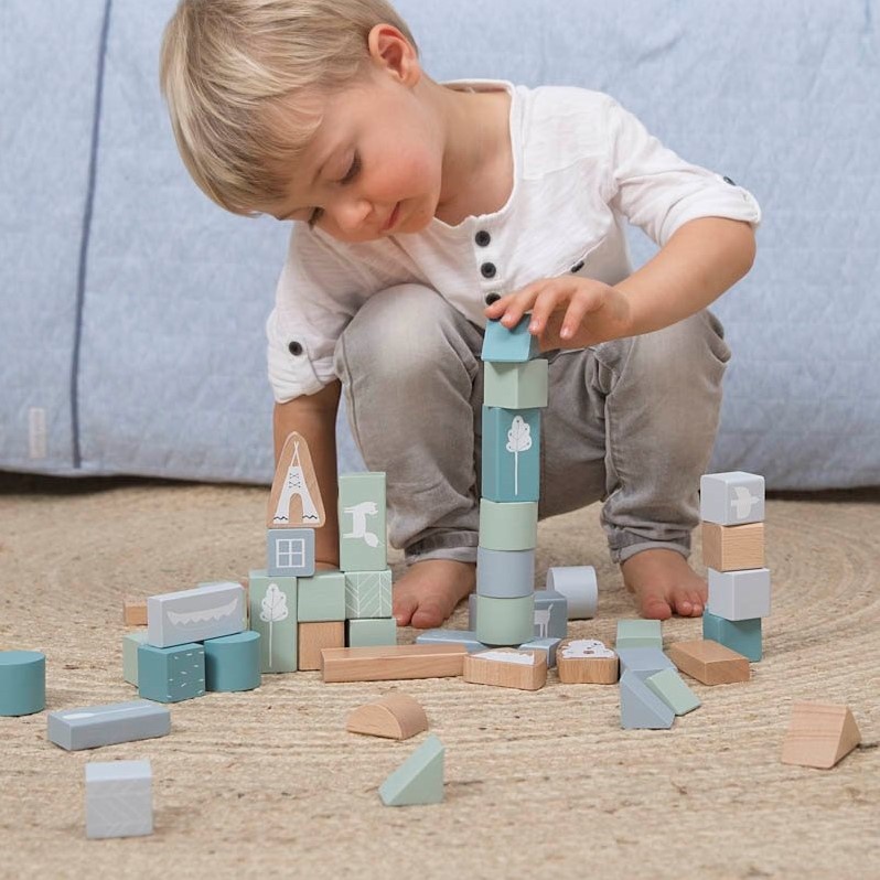 Beschikbaar Vervuild buitenste Little Dutch houten blokken in ton blauw - Kids aan Zee