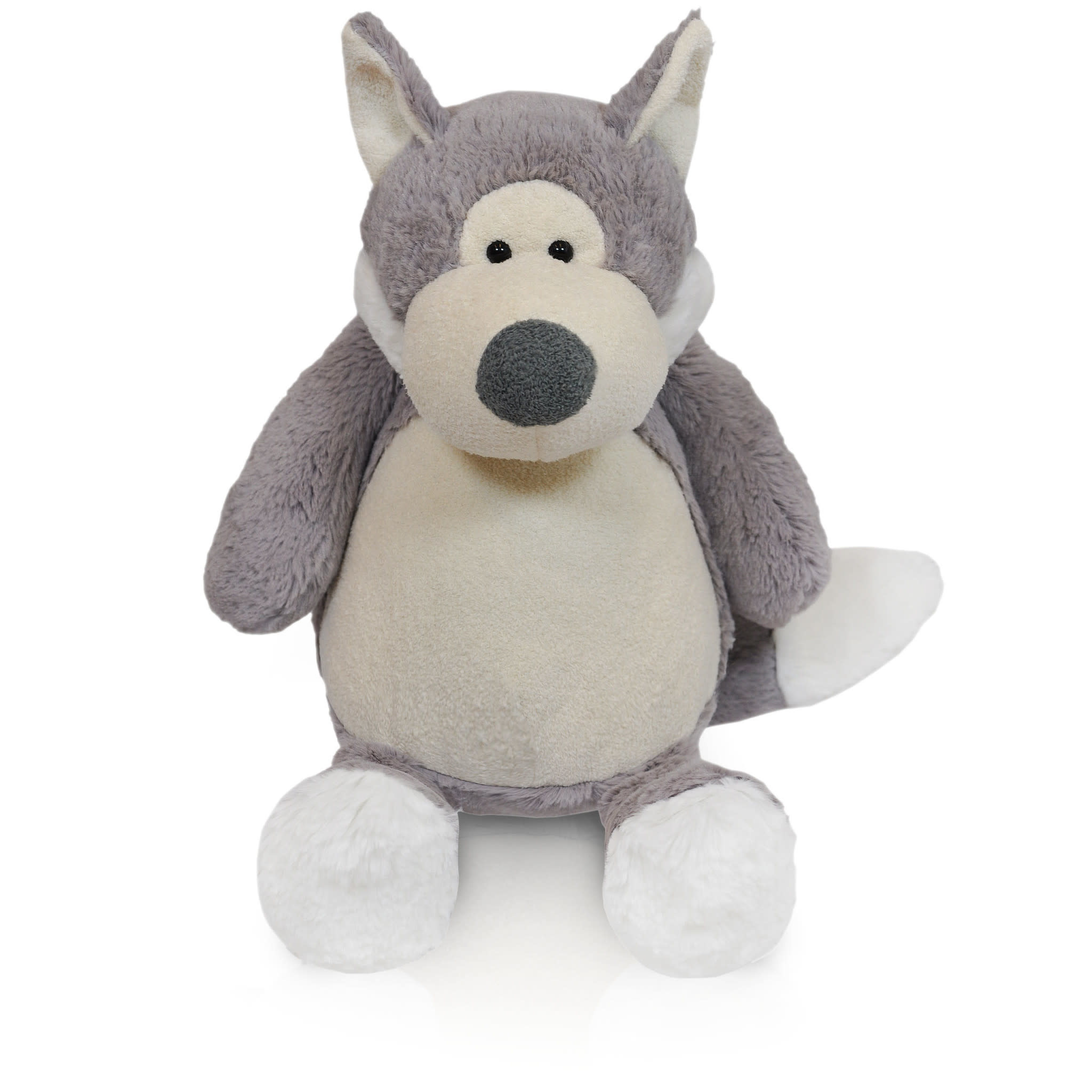 Gepersonaliseerde knuffel van een wolf geborduurd met naam