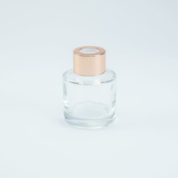 Flesje transparant glas - Rosé gouden schroefdop - 50ml