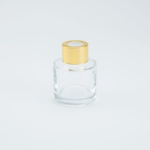 Flesje transparant glas - Gouden schroefdop - 50ml