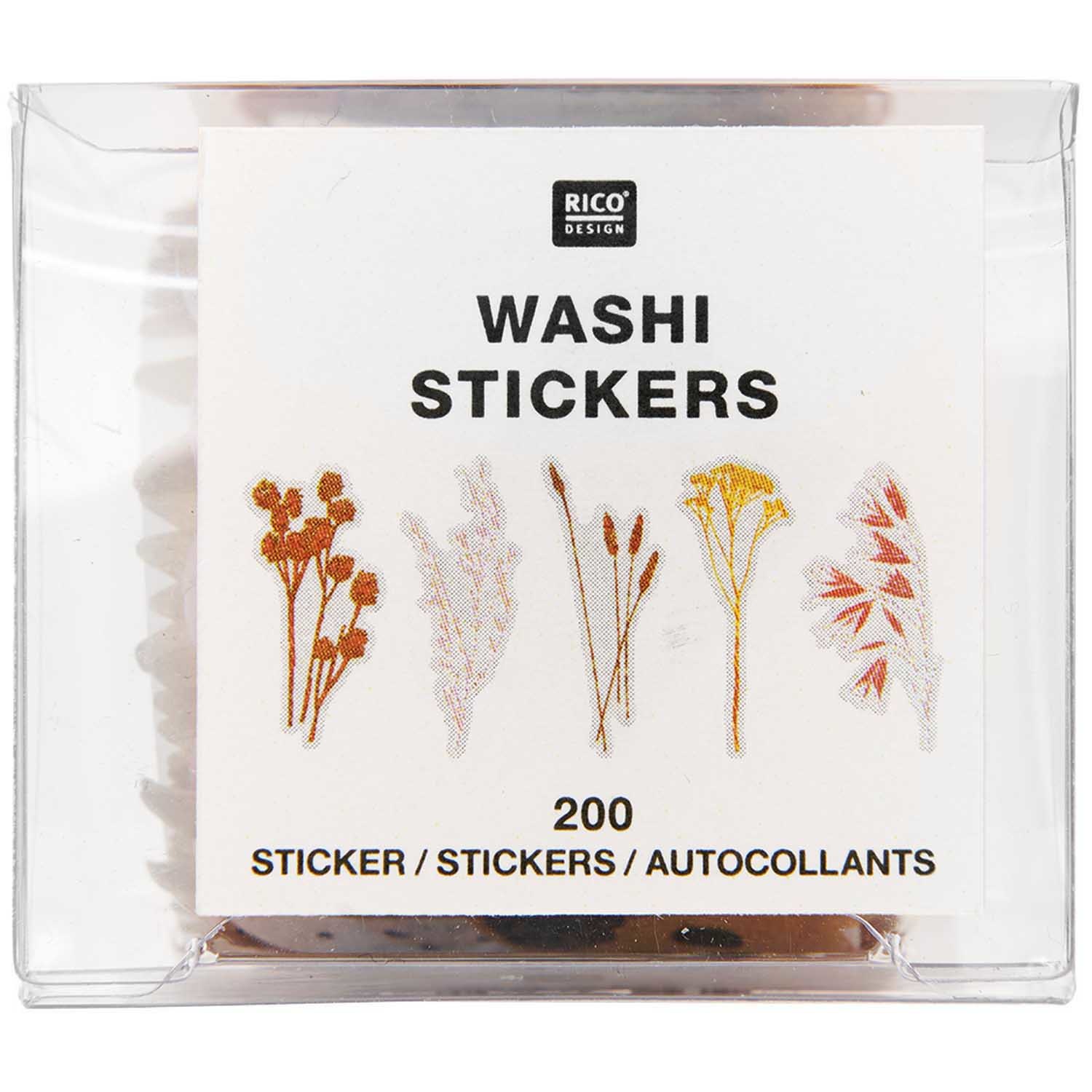 Washi tape stickers van droogbloemen - 200 stuks
