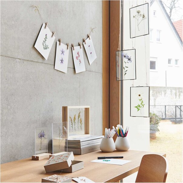 Houten staander met dubbel acryl paneel - natuur 13cm x 18cm