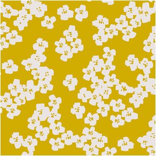 Katoen Waterafstotend - Okergeel Bloemen - 18,00€ p/m