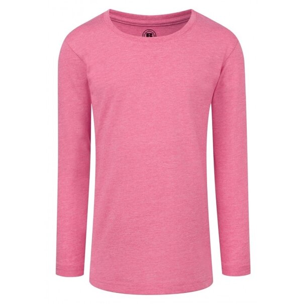 Russel Meisjes longsleeve shirt | Roze gemeleerd | 167G