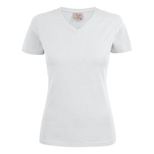 Heavy V-neck Lady Shirt | Printer 2264025 | Wit | Maat L