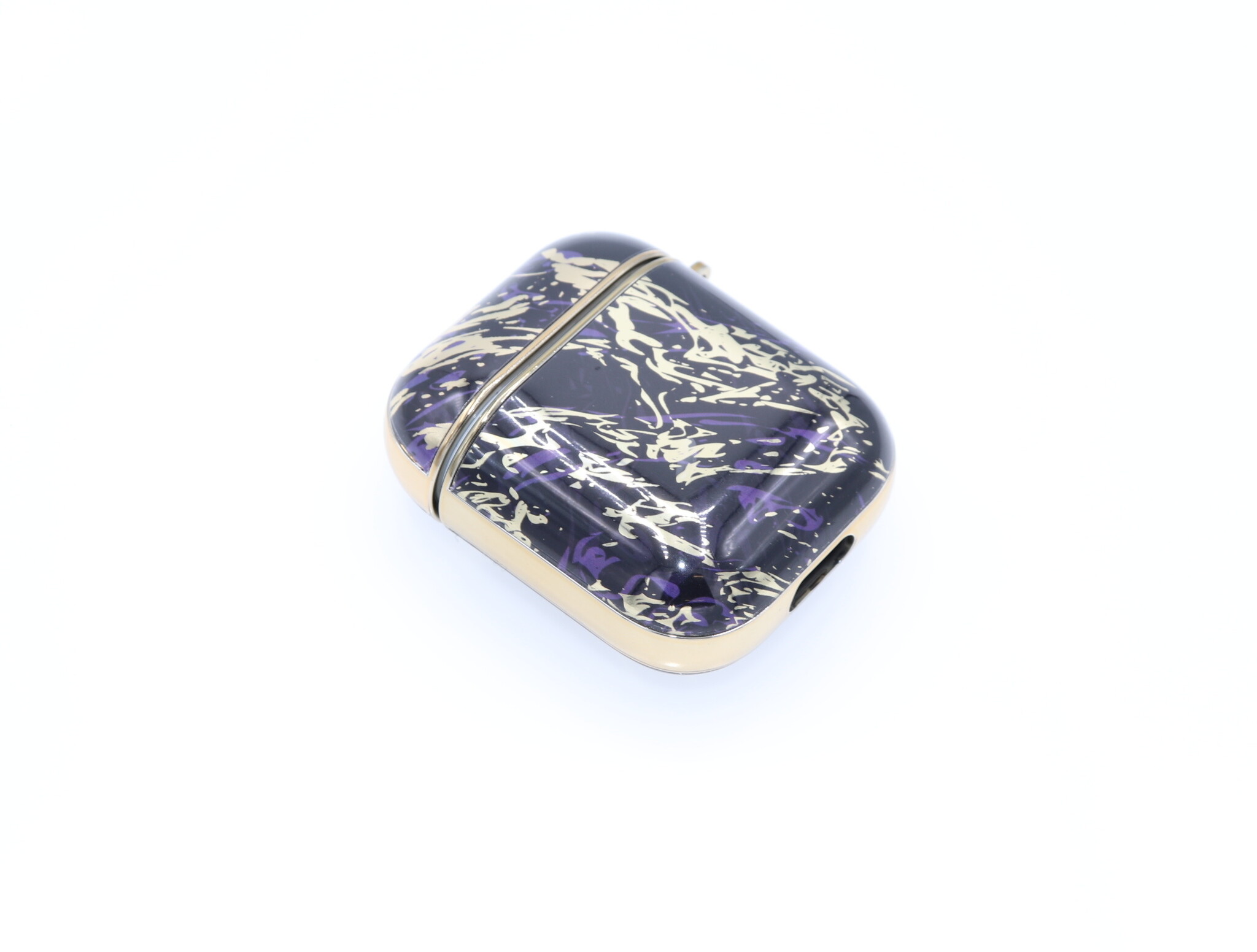 Airpods 2 hoesje Marmer Zwart Paars met Clip