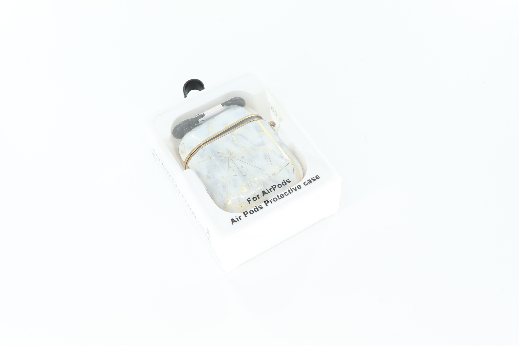 Airpods 2 hoesje Marmer Wit Blauw met Clip