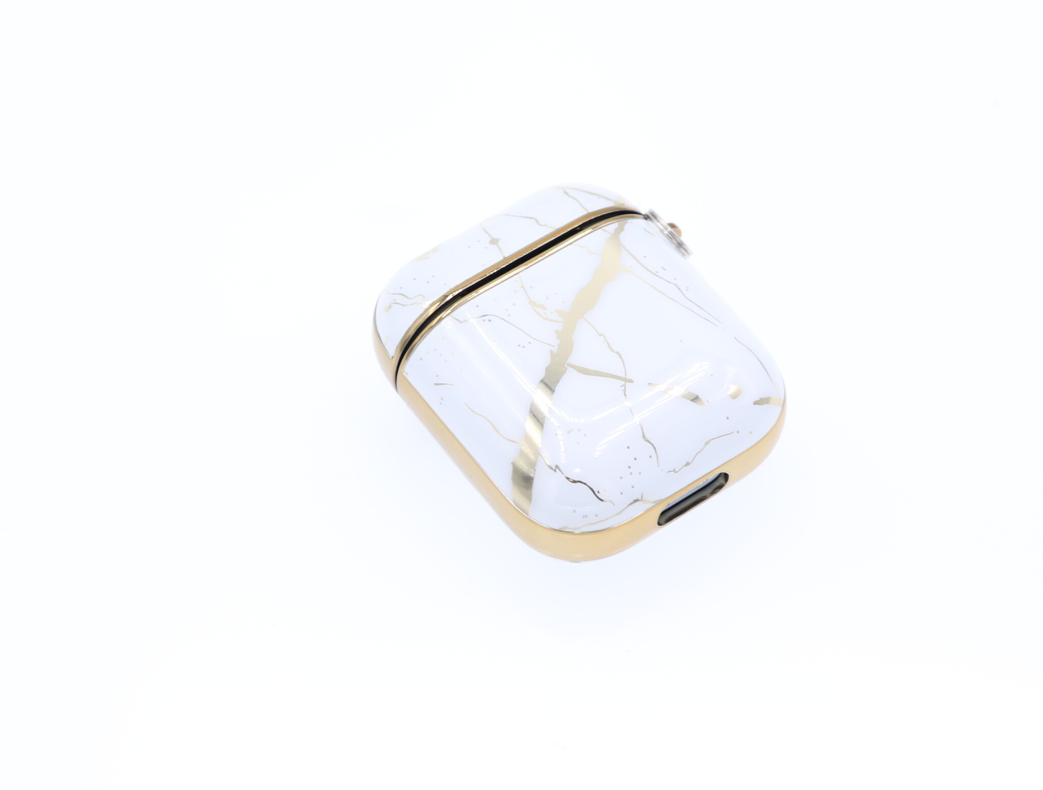 Airpods 2 hoesje Marmer Wit Goud met Clip