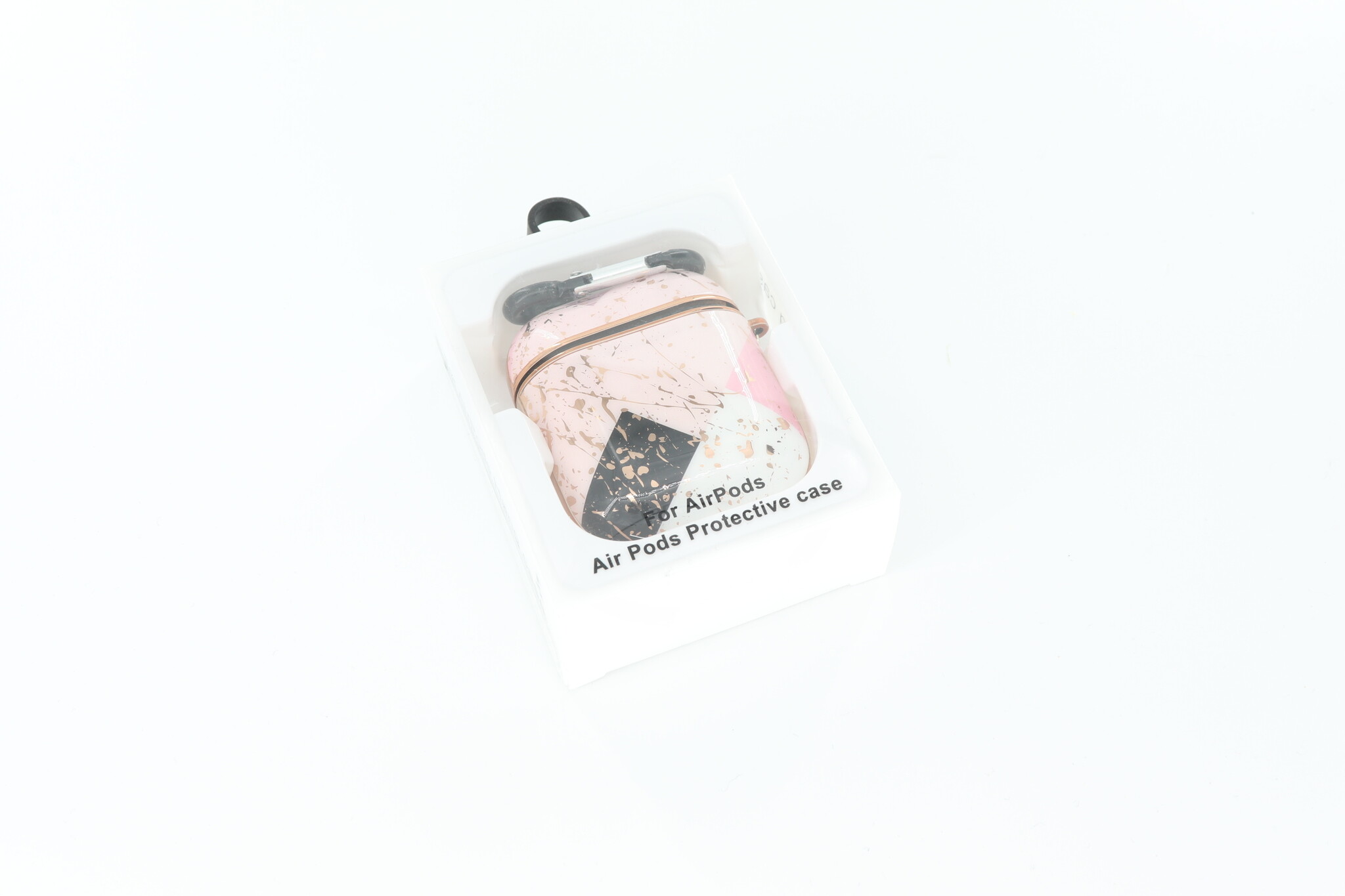 Airpods 2 hoesje Marmer Rose Zwart  Wit met Clip