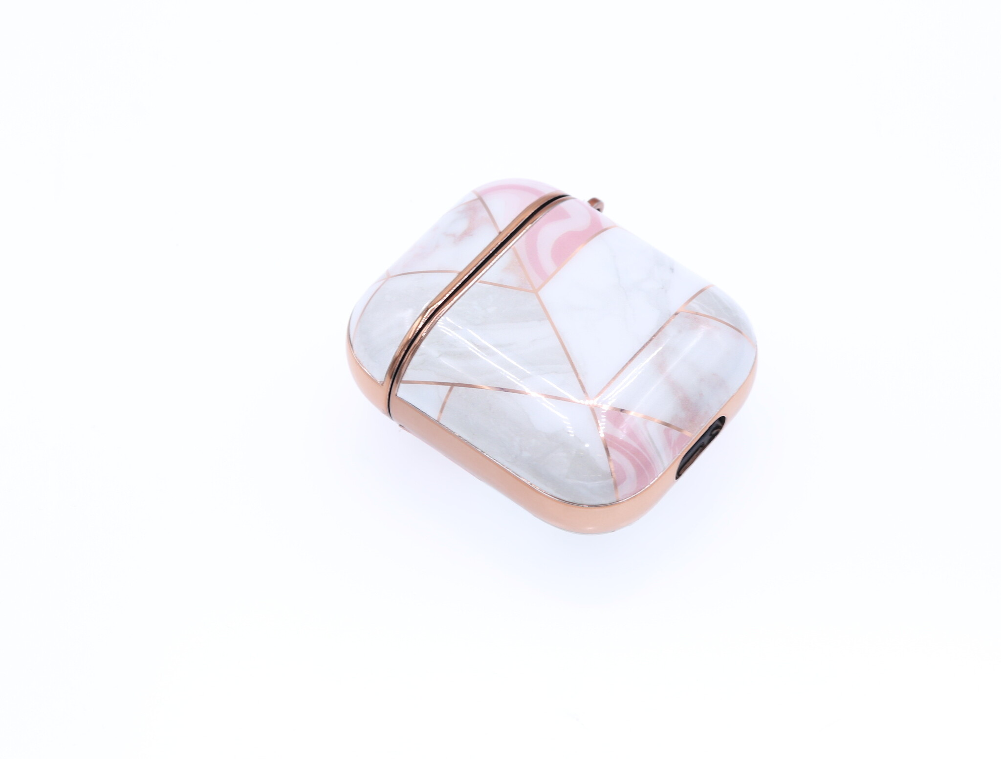 Airpods 2 hoesje Marmer Rose wit  met Clip