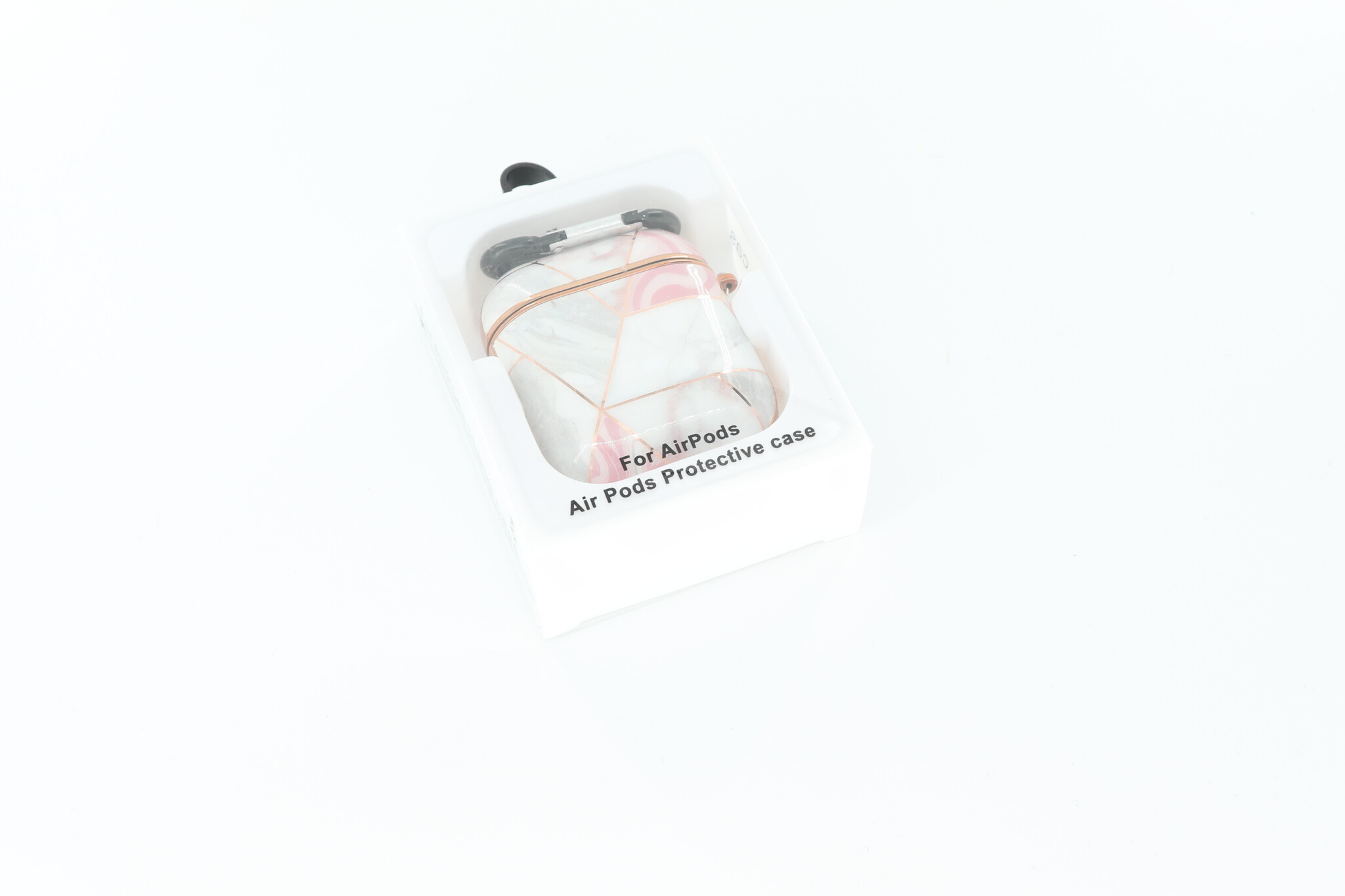 Airpods 2 hoesje Marmer Rose wit  met Clip