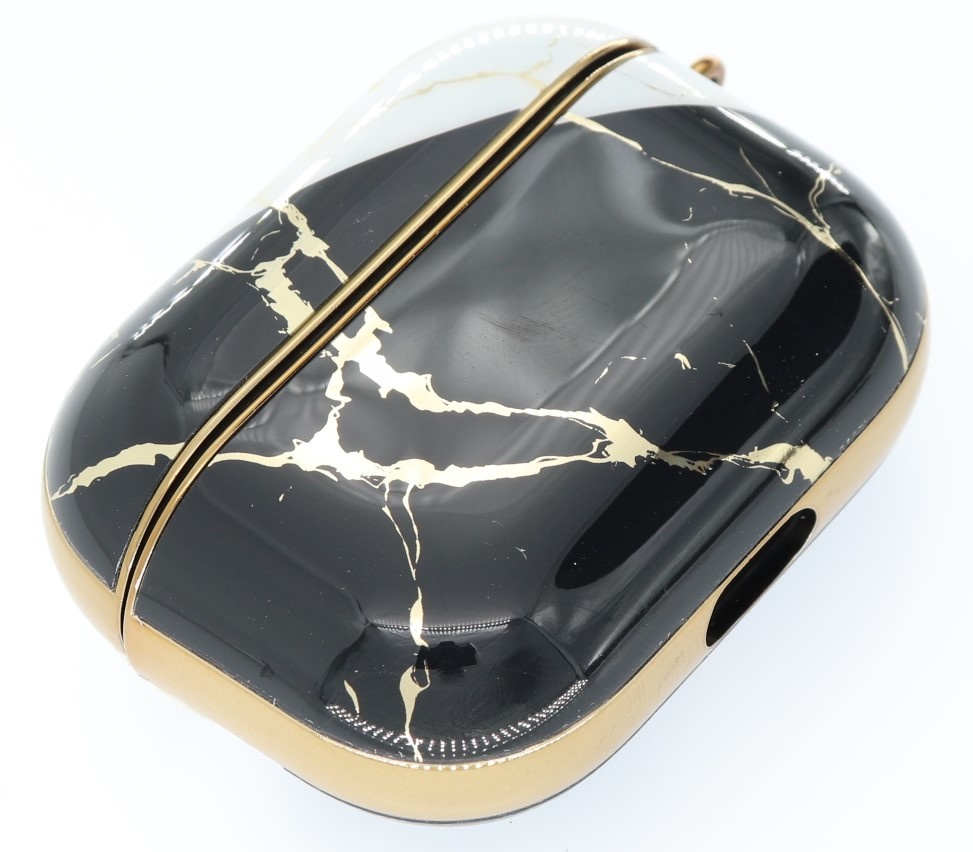 Airpods Pro Hoesje Marmer Zwart- Wit met Clip