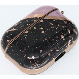 Airpods Pro Hoesje Marmer Zwart- Roze met Clip