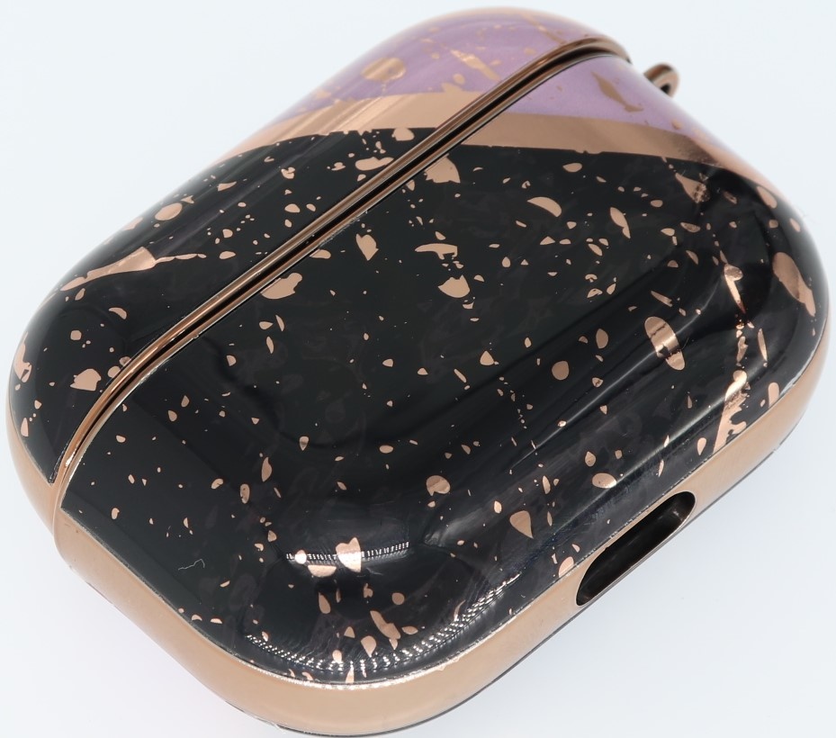 Airpods Pro Hoesje Marmer Zwart- Roze met Clip