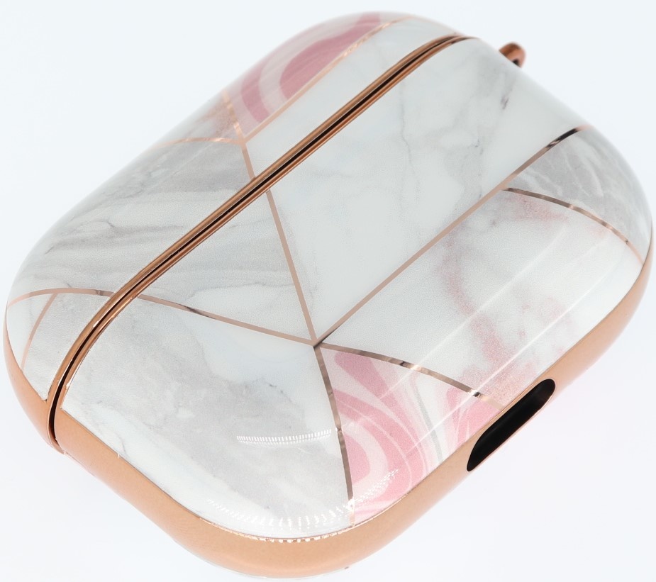 Airpods Pro Hoesje Marmer Roze-Wit met Clip