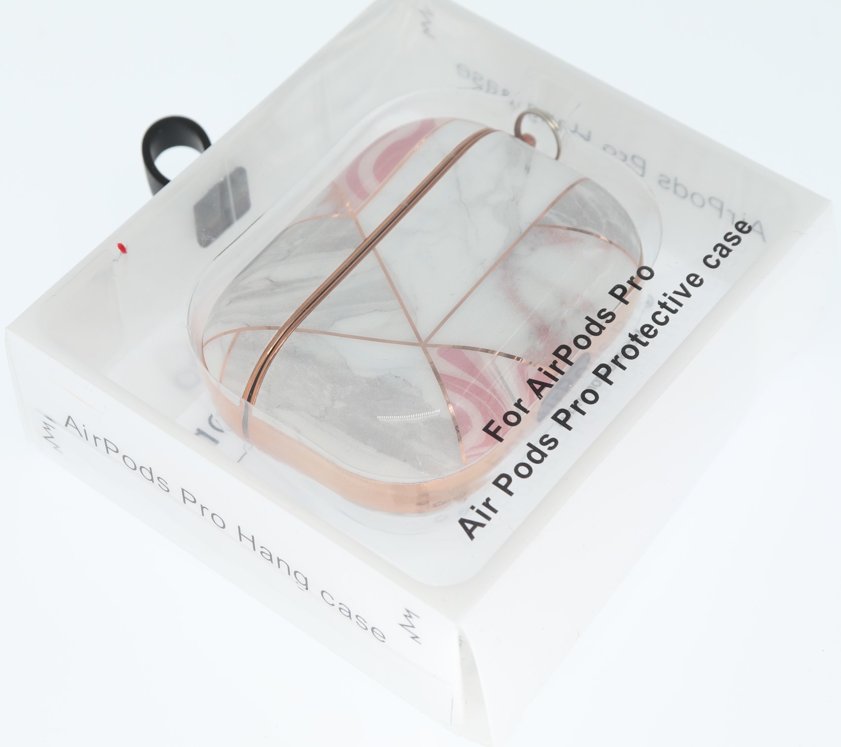 Airpods Pro Hoesje Marmer Roze-Wit met Clip