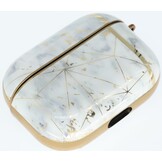 Airpods Pro Hoesje Marmer Goud-Wit met Clip