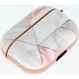 Airpods Pro Hoesje Marmer Roze-Wit met Clip
