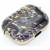Airpods Pro Hoesje Marmer Goud-Paars met Clip
