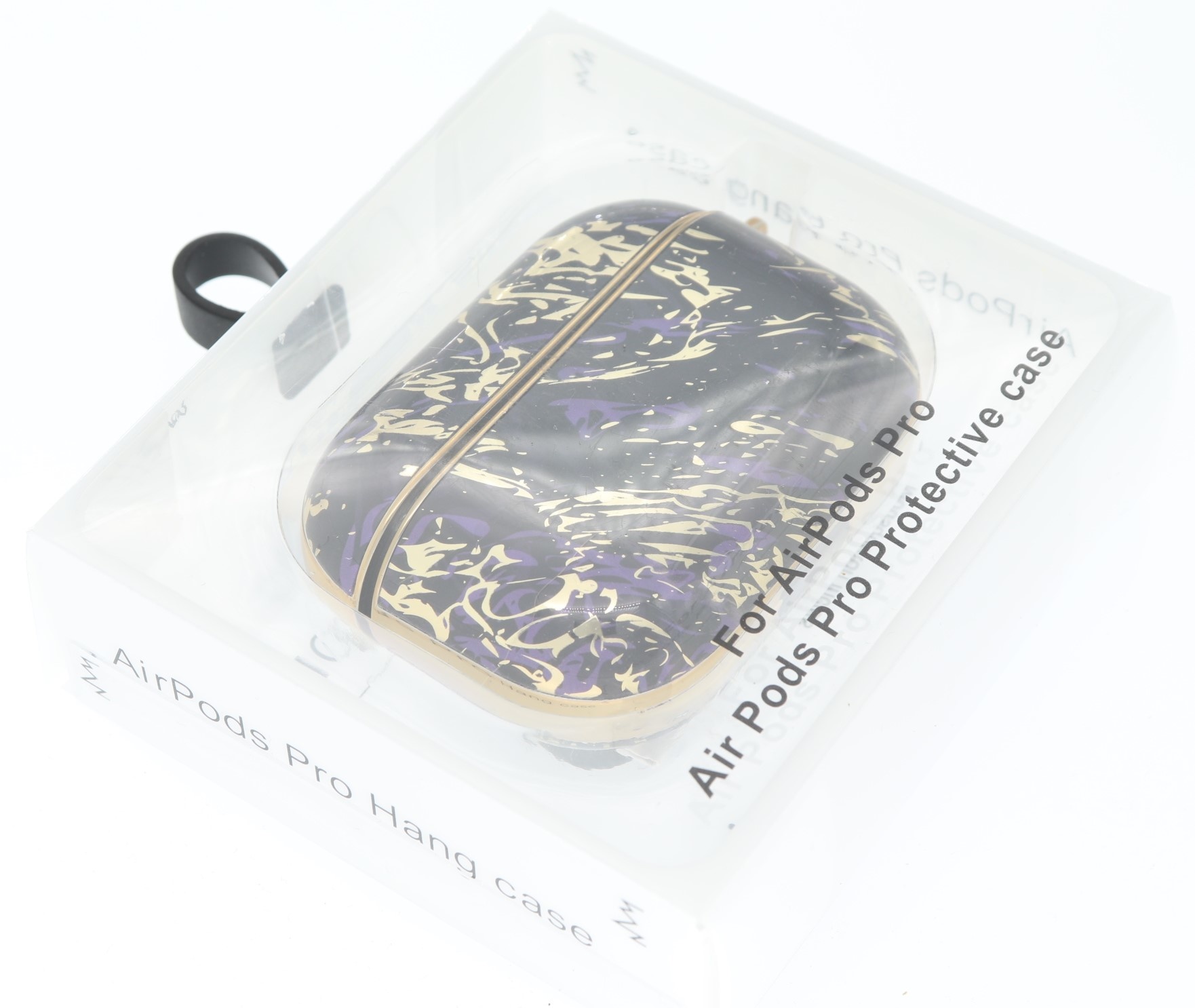 Airpods Pro Hoesje Marmer Goud-Paars met Clip