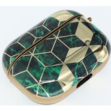 Airpods Pro Hoesje Marmer Goud-Groen met Clip