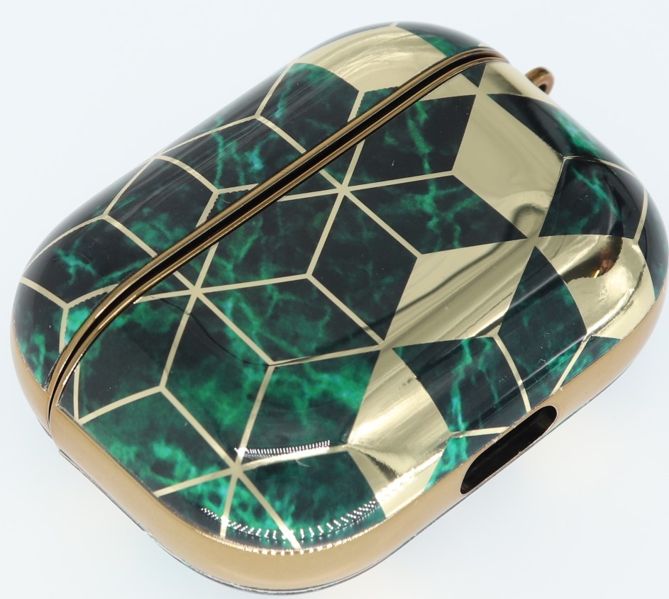 Airpods Pro Hoesje Marmer Goud-Groen met Clip